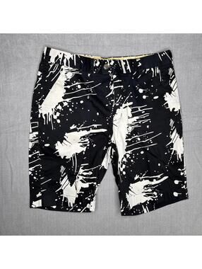 Loudmouth Golf Cargo Shorts Mens 34 Black White Paint Splatter LM Logo